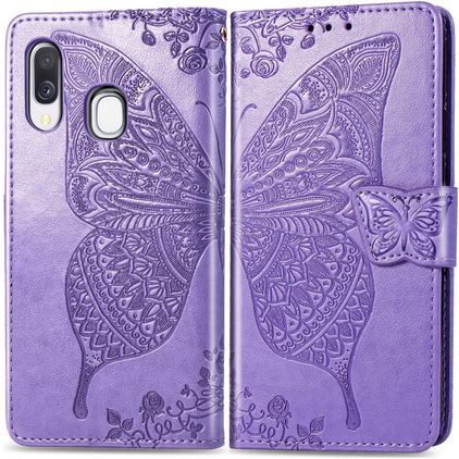 Mobigear Butterfly Samsung Galaxy A40 Hülle Klapphülle Geldbörse - Lila
