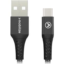Mobilize Strong Nylon USB-A auf USB-C Kabel 0,2 m - Schwarz