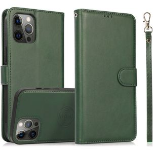 Mobigear Wallet iPhone 16 Pro Max Hülle Abnehmbare 2in1 Klapphülle Geldbörse - Grün
