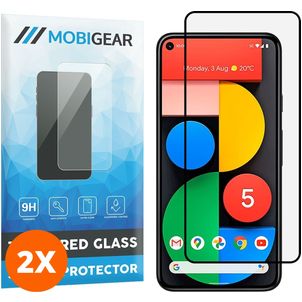 Mobigear Premium Google Pixel 5 Panzerglas Gehärtetes Glas Displayschutz - Hüllenfreundlich - Schwarz (2er Pack)