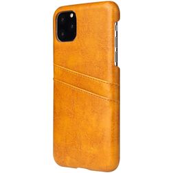 Fierre Shann Premium Card iPhone 11 Hülle Backcover mit Kartenhalter - Cognac