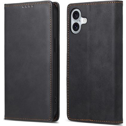 Mobigear Wallet iPhone 16 Plus Hülle Klapphülle Geldbörse - Schwarz
