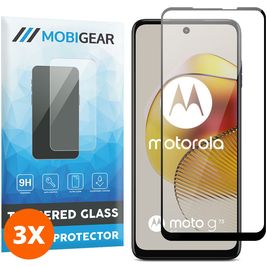 Mobigear Premium Motorola Moto G73 5G Panzerglas Gehärtetes Glas Displayschutz - Hüllenfreundlich - Schwarz (3er Pack)