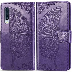 Mobigear Butterfly Samsung Galaxy A70 Hülle Klapphülle Geldbörse - Lila