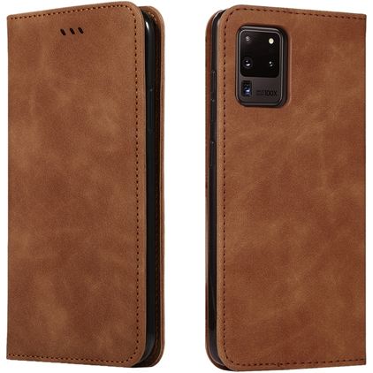 Mobigear Retro Slim Samsung Galaxy S20 Ultra Hülle Klapphülle Geldbörse - Braun
