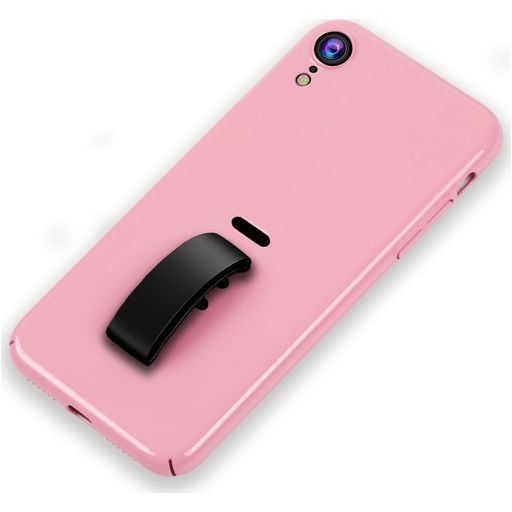 Mobigear Rubber Ring iPhone XR Hülle Hardcase Backcover mit Ringhalter - Pink