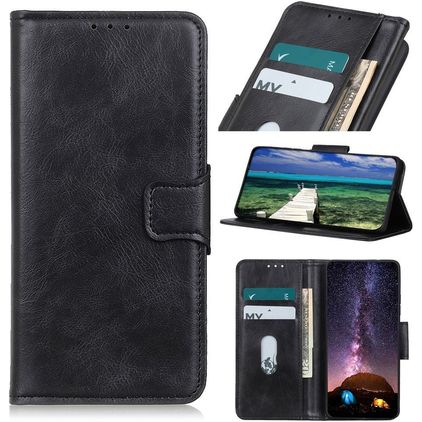 Mobigear Classy Samsung Galaxy S22 Ultra Hülle Klapphülle Geldbörse - Schwarz