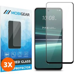 Mobigear Premium HTC U23 Pro Panzerglas Gehärtetes Glas Displayschutz - Hüllenfreundlich - Schwarz (3er Pack)