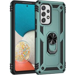 Mobigear Armor Ring Samsung Galaxy A53 Hülle Hardcase Backcover Stoßfest mit Ringhalter - Grün