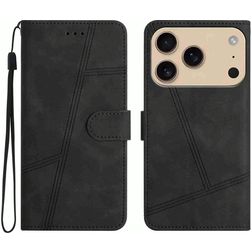 Mobigear Stitch iPhone 17 Pro Hülle Klapphülle Geldbörse - Schwarz