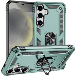 Mobigear Armor ring Samsung Galaxy S25 Hülle Hardcase Backcover Stoßfest mit Ringhalter - Grün