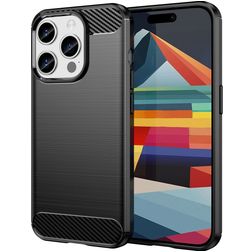 Mobigear Brushed Slim iPhone 15 Pro Hülle Flexibles TPU Backcover - Schwarz