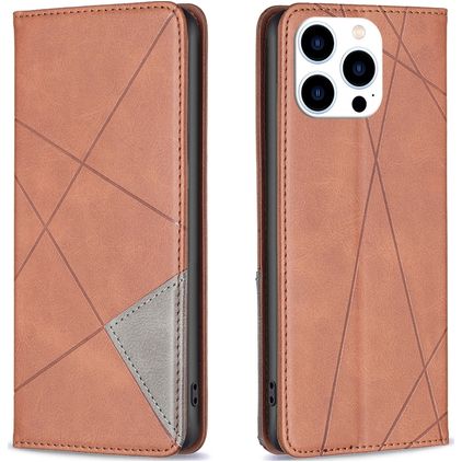 Mobigear Rhombus Slim iPhone 16 Pro Max Hülle Klapphülle - Braun