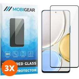 Mobigear Premium HONOR Magic 4 Lite Panzerglas Gehärtetes Glas Displayschutz - Hüllenfreundlich - Schwarz (3er Pack)