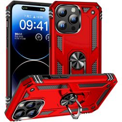 Mobigear Armor Ring iPhone 15 Pro Hülle Hardcase Backcover Stoßfest mit Ringhalter - Rot