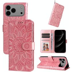 Mobigear Sunflower iPhone 17 Pro Max Hülle Klapphülle Geldbörse - Pink
