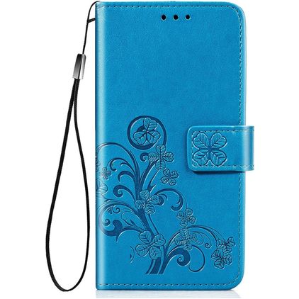 Mobigear Clover Samsung Galaxy A21s Hülle Klapphülle Geldbörse - Blau