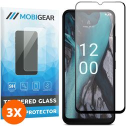 Mobigear Premium Nokia C22 Panzerglas Gehärtetes Glas Displayschutz - Hüllenfreundlich - Schwarz (3er Pack)