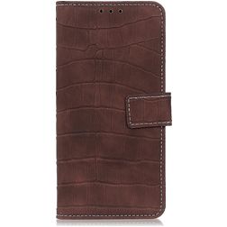 Mobigear Croco OnePlus Nord Hülle Klapphülle Geldbörse - Braun