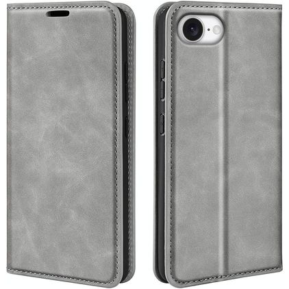 Mobigear Retro Slim iPhone 16e Hülle Klapphülle Geldbörse - Grau
