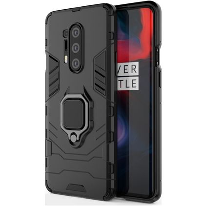 Mobigear Armor Ring OnePlus 8 Pro Hülle Hardcase Backcover Stoßfest mit Ringhalter - Schwarz