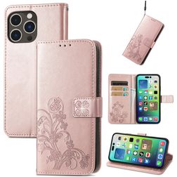 Mobigear Clover iPhone 15 Pro Max Hülle Klapphülle Geldbörse - Roségold