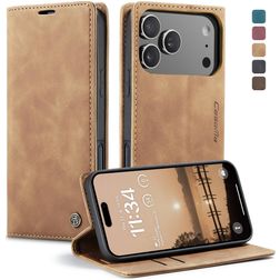 CaseMe 013 iPhone 17 Pro Max Hülle Klapphülle Geldbörse - Braun