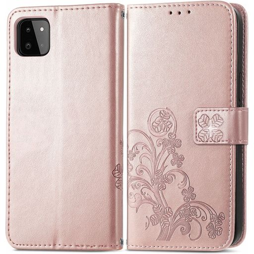 Mobigear Clover Samsung Galaxy A22 5G Hülle Klapphülle Geldbörse - Roségold