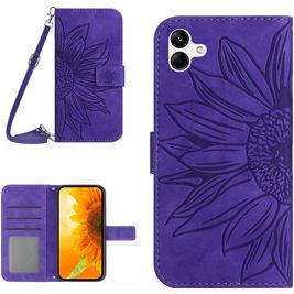 Mobigear Sunflower Samsung Galaxy A05 Hülle Klapphülle Geldbörse - Lila