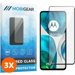 Mobigear Premium Motorola Moto G52 Panzerglas Gehärtetes Glas Displayschutz - Hüllenfreundlich - Schwarz (3er Pack)