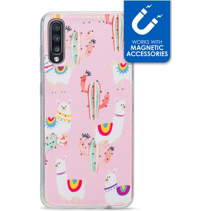 My Style Magneta Samsung Galaxy A70 TPU (flexibel) Backcover - Pink Alpaca