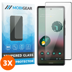 Mobigear Premium Google Pixel 7a Panzerglas Gehärtetes Glas Displayschutz - Hüllenfreundlich - Schwarz (3er Pack)