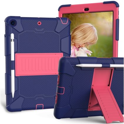 Mobigear ShieldStand iPad 9 (2021) Hülle Kunststoff,Silikon Backcover + Stifthalter + Ständer - Blau / Pink
