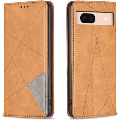 Mobigear Rhombus Slim Google Pixel 8a Hülle Klapphülle - Cognac