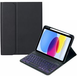 Mobigear Keys iPad 11 (2025) Hülle QWERTY Bluetooth Tastatur Klapphülle + Stifthalter - Schwarz