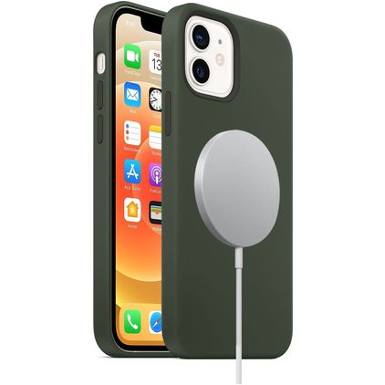 Mobigear Rubber Touch iPhone 12 Mini Silikon MagSafe Backcover - Grün