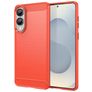 Mobigear Brushed Slim Samsung Galaxy S25 Edge Hülle Flexibles TPU Backcover - Rot