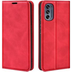 Mobigear Retro Slim Motorola Moto G62 Hülle Klapphülle Geldbörse - Rot
