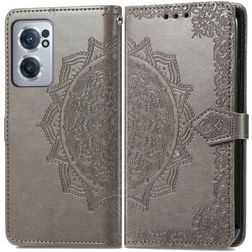 Mobigear Mandala OnePlus Nord CE 2 Hülle Klapphülle Geldbörse - Grau