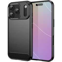Mobigear Brushed Slim iPhone 18 Pro Hülle Flexibles TPU Backcover - Schwarz