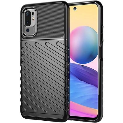 Mobigear Groove Xiaomi Redmi Note 10 5G Hülle Flexibles TPU Backcover - Schwarz
