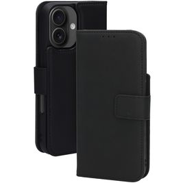 Mobiparts iPhone 16 MagSafe Hülle Echtes Leder Abnehmbare 2in1 Klapphülle Geldbörse - Schwarz