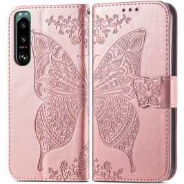Mobigear Butterfly Sony Xperia 5 IV Hülle Klapphülle Geldbörse - Roségold