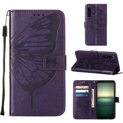 Mobigear Butterfly Sony Xperia 1 IV Klapphülle Portemonnaie - Lila