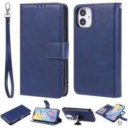 Mobigear Wallet iPhone 12 Mini 2in1 Klapphülle (herausnehmbar) Portemonnaie - Blau