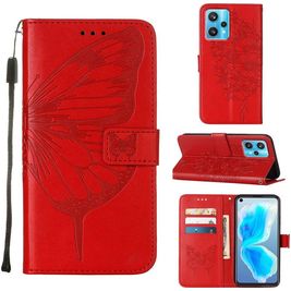 Mobigear Butterfly Realme 9 Pro Plus Hülle Klapphülle Geldbörse - Rot