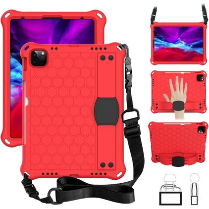 Mobigear Ruggedized iPad 10 (2022) Hülle EVA Schaum Backcover + Stifthalter + Schulterträger + Ständer - Rot