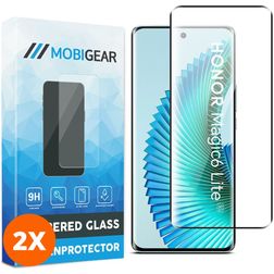 Mobigear Premium HONOR Magic 6 Lite Panzerglas Displayschutz - Hüllenfreundlich - Schwarz (2er Pack)