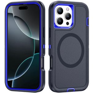 Mobigear Rugged Mag iPhone 16 Pro MagSafe Hülle Hardcase Backcover Stoßfest - Marineblau
