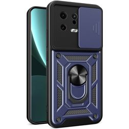 Mobigear Armor Ring Cam Slide Xiaomi 13 Hülle Hardcase Backcover Stoßfest mit Ringhalter und Kamera Slider - Blau